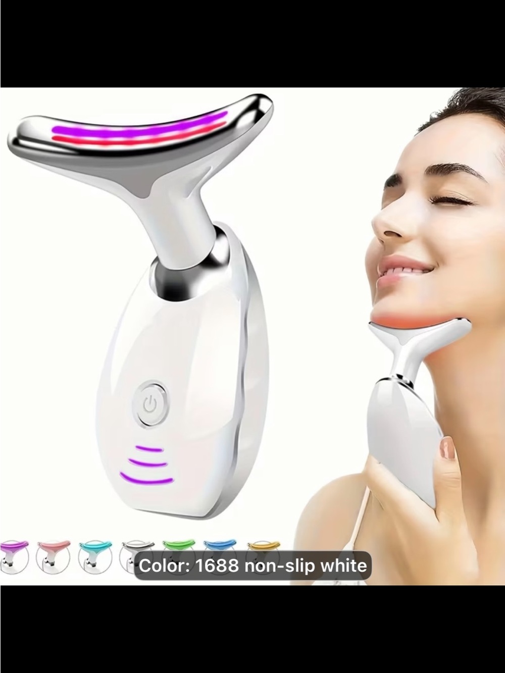 Non-Slip White Facial Massage & LED Therapy Device